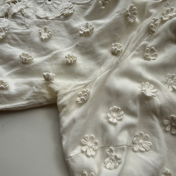 Cami Nyc Womens White Floral Appliqué Long Sleeve Cotton Carolina Mini Dress XS - Picture 9 of 16